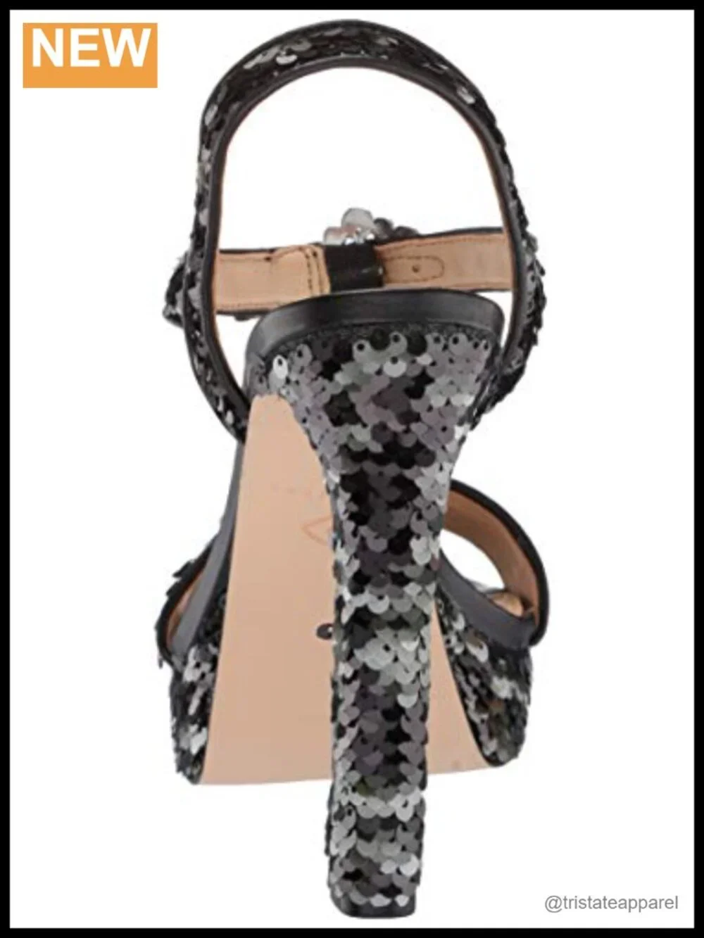 Platform Slingback Heeled Sandals Rhinestone Padded Insole